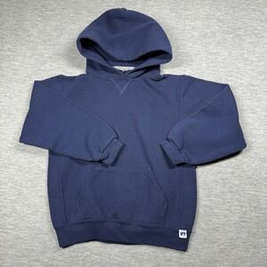 Russell Athletic Hoodie Kids Medium Navy Blue Pullover Sweatshirt Fleece Warm Up